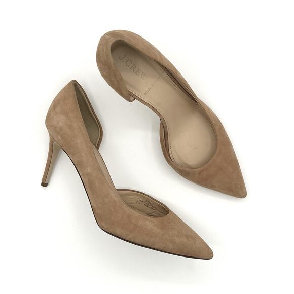 J.Crew Lucie Suede D'Orsay Pumps Chic Minimalist Classic Ashen Brown Heels Sz 8 - Picture 1 of 13